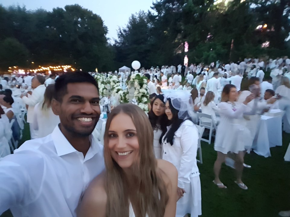 James Kuamr and Elisia Seeber at Diner en Blanc.