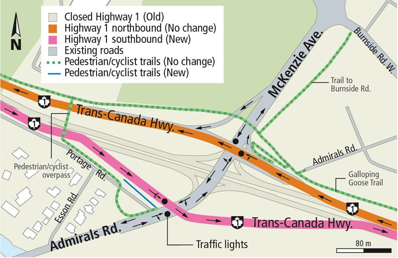 Map - Detour at McKenzie interchange, November 2018