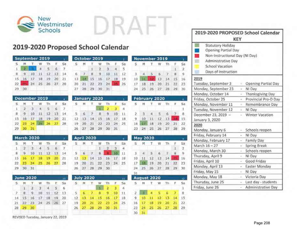 Have your say on New Westminster s 2019 20 proposed school calendar