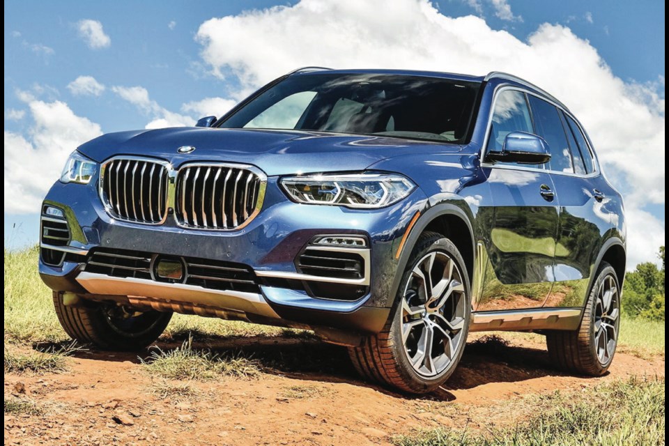 The X5's updated xDrive all-wheel-drive system runs in rear-wheel-drive mode until tire slip is detected.