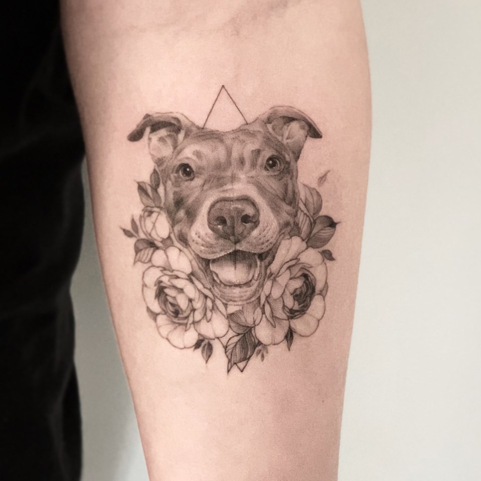 Dog portrait tattoo