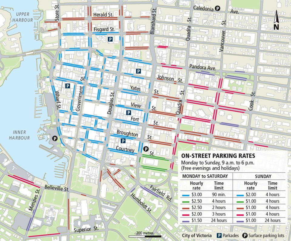 City of Victoria on-street parking rates, May 2019