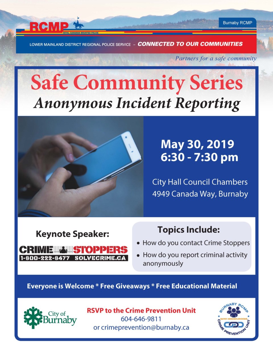 Learn How To Report Crimes Anonymously At Burnaby RCMP Workshop ...