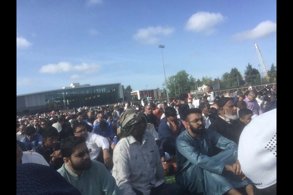 Around 2,000 Richmondites of the Muslim faith gathered at Minoru Park field 3 for an open-air prayer toi mark the end of 30 days of fasting. Photo submitted