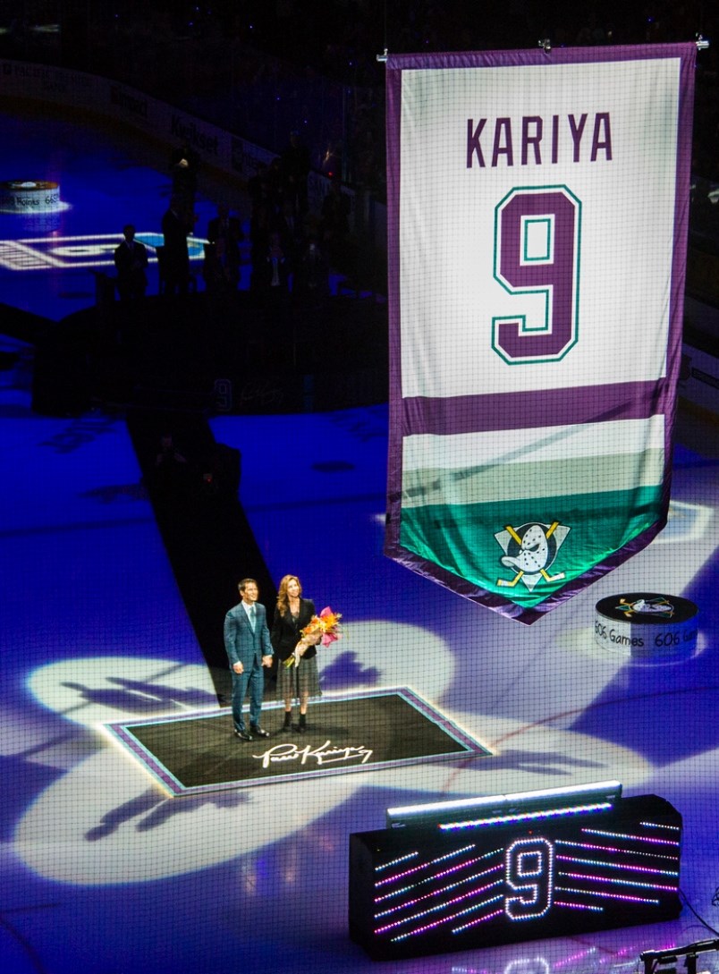 NHL99: Paul Kariya, dog on his chest, feet in water, is content away from  hockey - The Athletic