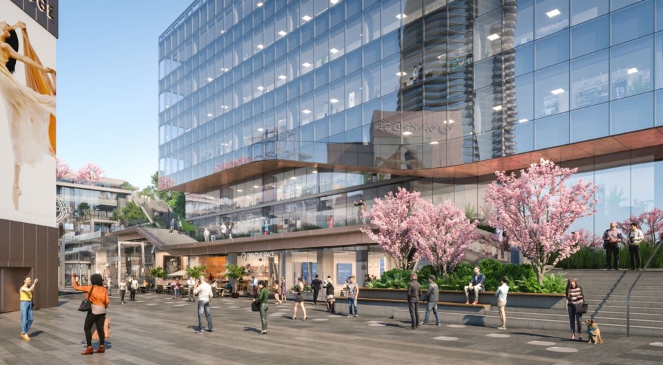 View from transit Plaza looking southwest. Rendering Henriquez Partners Architects