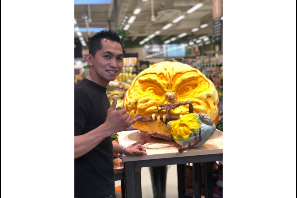 Michael Valeroso has been creating intricate jack’o’lanterns since 2008. He will be at McArthurGlen outlet mall on Oct. 27 from noon to 3 p.m. Photo submitted