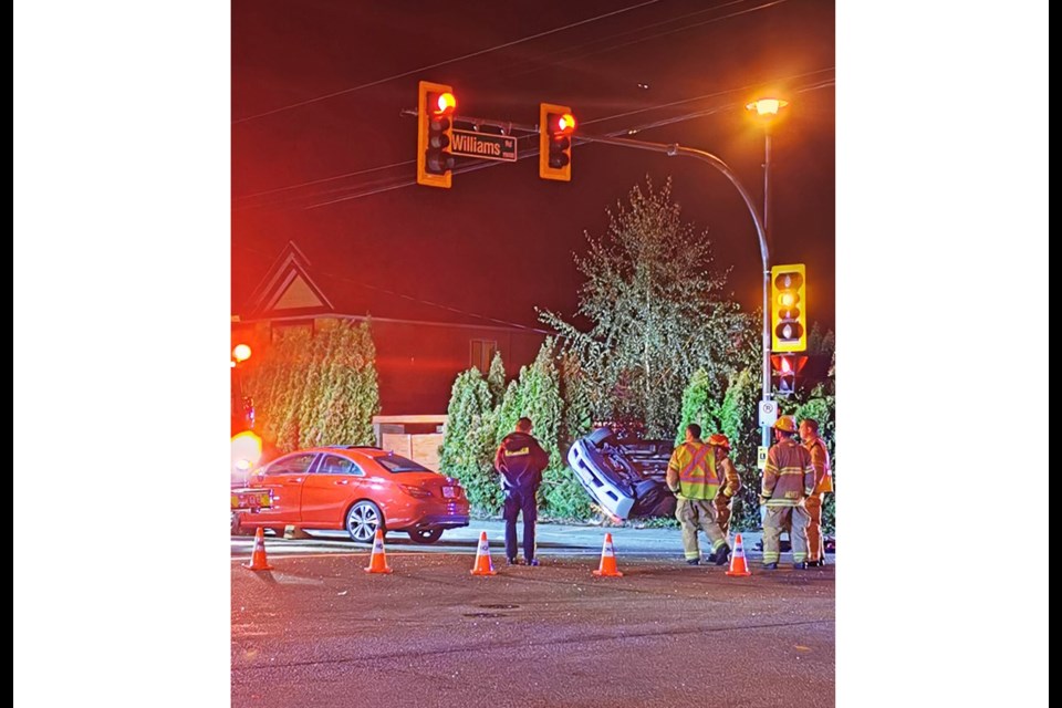 One person was sent to hospital following a rollover crash at No. 4 and Williams roads Monday night.