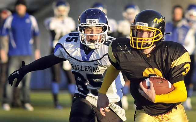 Hugh Boyd Trojans saw their season come to an end with a 39-13 loss to the Ballenas Whalers in B.C. high school football "AA" quarter-final action at UBC's Thunderbird Stadium.