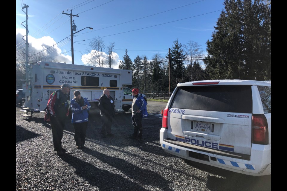 The search for a missing man continues in Sooke on Monday, Feb. 3, 2020.