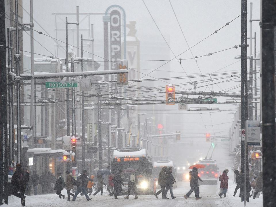 TransLink says it is preparing for Tuesday's expected snowfall in Vancouver. File photo Dan Toulgoet