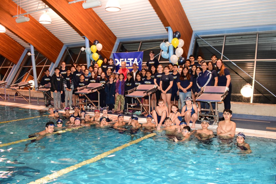 The Delta Sungod Swim Club and representatives from the City of Delta, provincial and federal governments were on hand Friday night to officially unveil new swim blocks in the sunshine pool at the Sungod Recreation Centre.