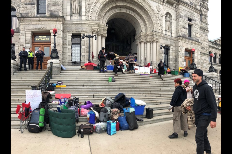 Demonstrators began packing up the camp outside the legislature on Thursday, March 5, 2020.