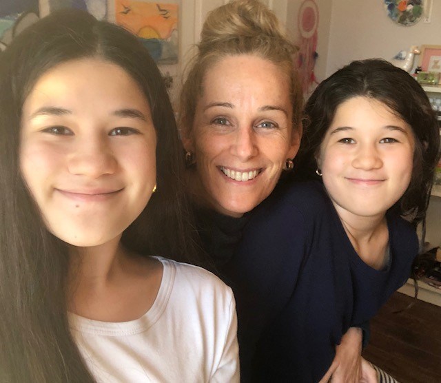 Sabine Yep, 47, and her two daughters, Lucia, 13 and Valentina,11. The Yeps, a family of four, were caught up in a country-wide COVID-19 lockdown in Peru, before travelling home on an emergency Air Canada flight.