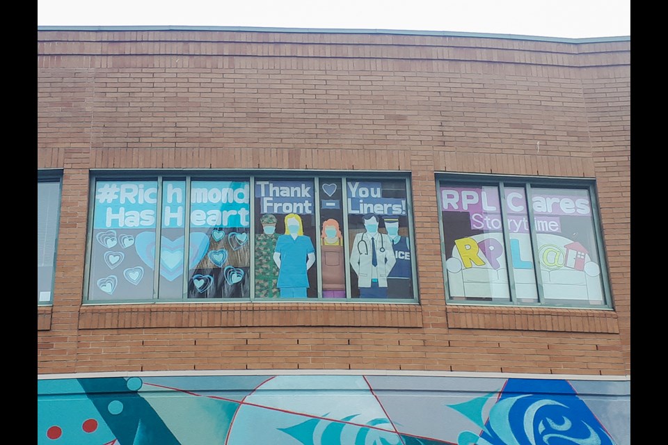 Richmond Public Library has decorated the windows of its Brighouse branch in support of frontline workers.