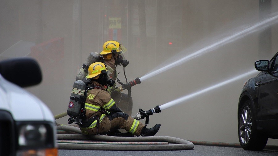 Port Coquitlam firefighters battle a fire along Shaughnessy Street Friday June 6