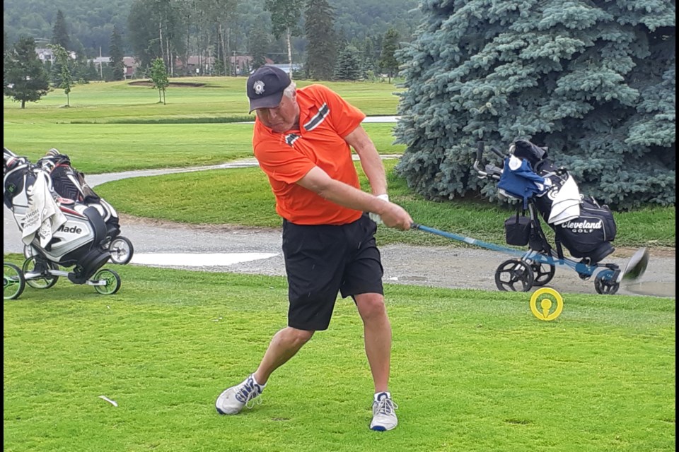 Rob Kuharski tees off on No. 17 Sunday at the Prince George Golf and Curling Club. Kuharski carded a career-best 69 in the first round of the Glen Bryant senior men's tournament and finished tied for second with Will Gilbert, one stroke behind Mike Legg, who successfully defended his title.