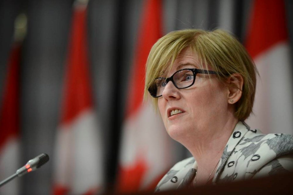 Minister of Employment, Workforce Development and Disability Inclusion Carla Qualtrough holds a press conference on Parliament Hill in Ottawa on Friday, July 17, 2020. THE CANADIAN PRESS/Sean Kilpatrick