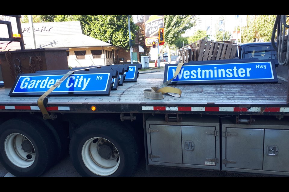 A truck load of new city LED signs. Don Pitcairn photo