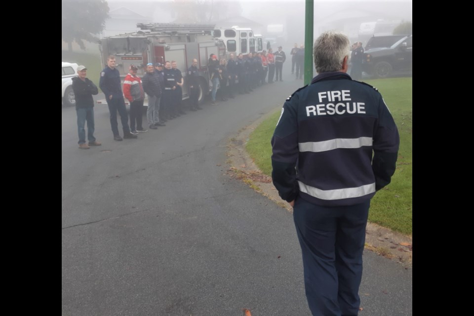 It was Leroy Manning's last ride as a retiring Prince George Fire Rescue captain and a group of fellow firefighters and friends showed up at his house on Teichman Crescent Saturday morning to salute a 31-year career.