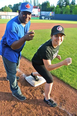 The Courier's Megan Stewart picked up some base running advice from baseball hall of famer Tim Raines at the first Strike Out Heart Disease Celebrity Softball Classic.