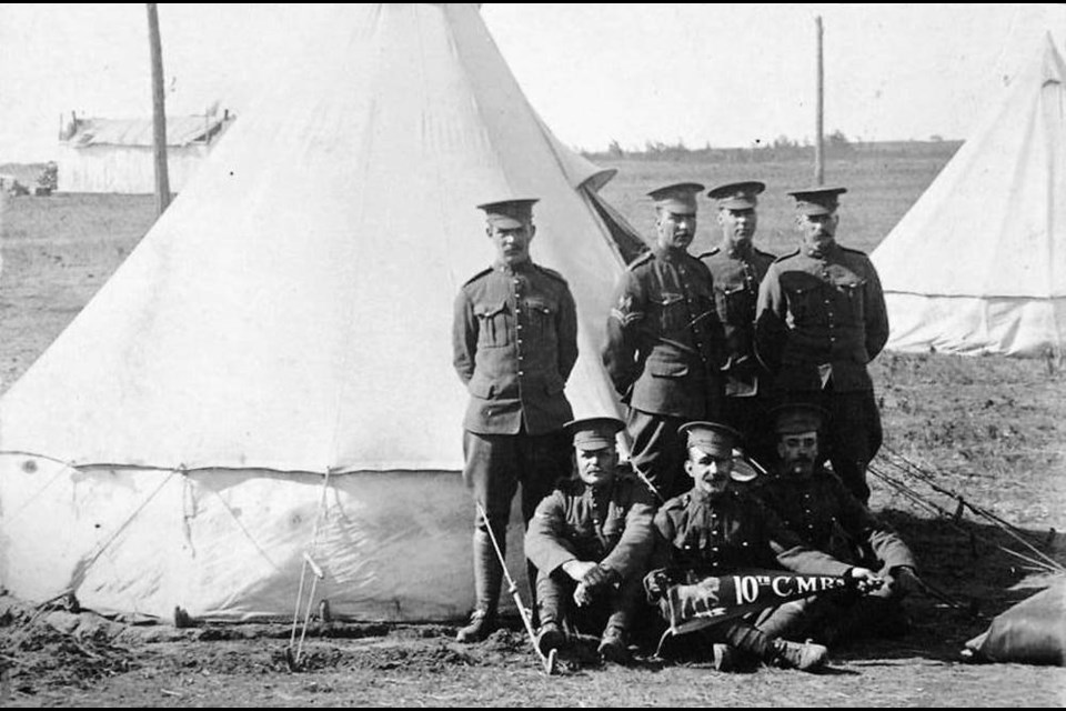 Charles Chapman, back row, middle, with fellow soldiers from the 10th Canadian Mounted Rifles.