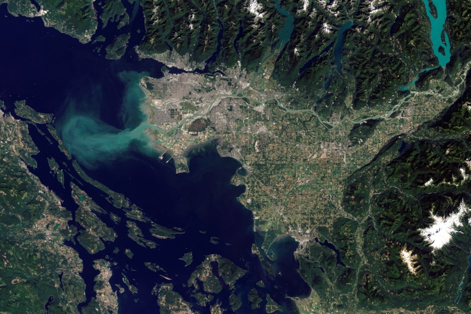 Fraser River estuary nasa photo