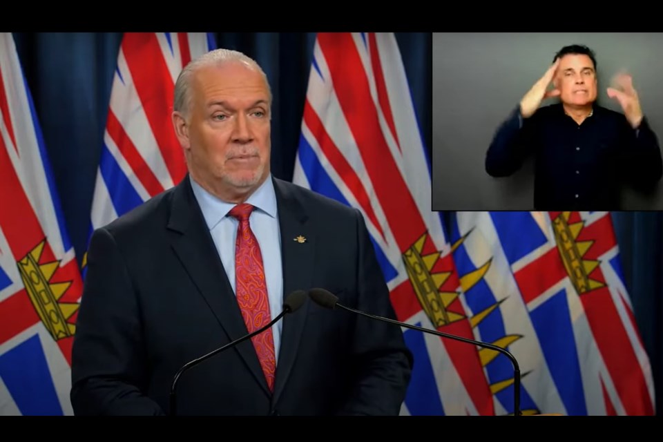 B.C. Premier John Horgan speaks on Dec. 15, 2020. PROVINCE OF BC/YOUTUBE