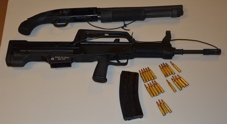 Guns seized during a Jan. 14 arrest.