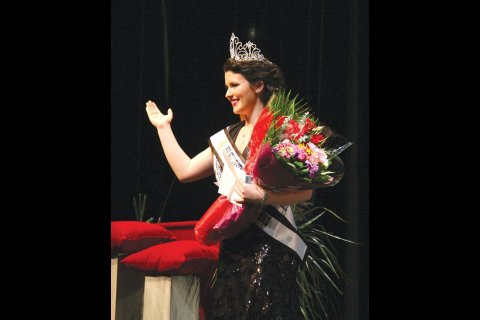 And the winner is: Grace Wardle, the new Miss New Westminster Ambassador, acknowledges the crowd.