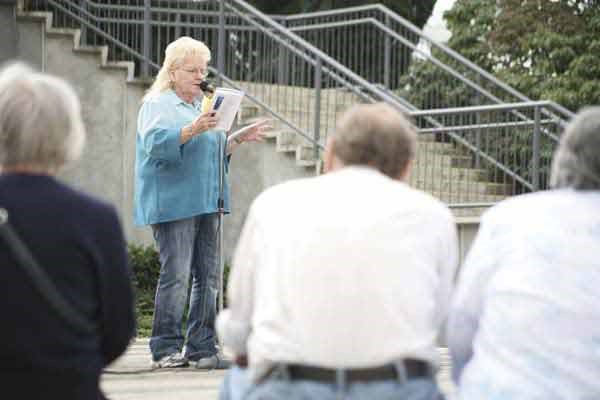 Poetry party: Poet laureate Candice James recited poetry in Hyack Square as part of this year's New West Cultural Crawl, which included a variety of events and gave local residents a chance to check out artist studios in the Royal City.