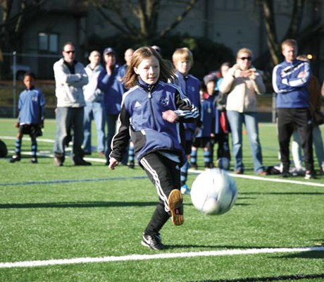 Local kids were part of opening of the $2.18-million field.