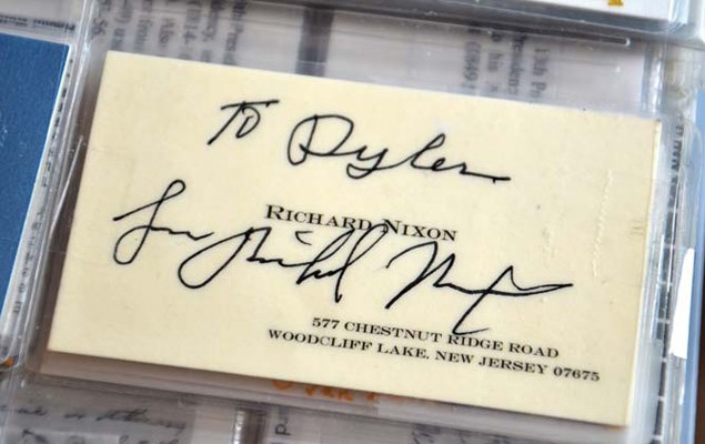 It's all business: P. M. (Doc) Koepfer's collection of business cards includes former U.S president Richard Nixon.