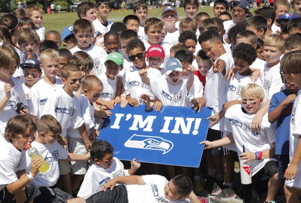 Football fans show their support for the Seahawks.