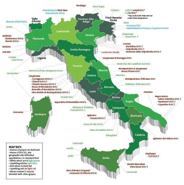 Italy Wine Map