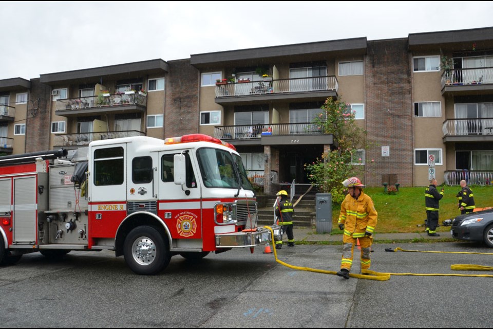 New Westminster fire crews are investigating a fire in the 200-block of Ash Street that has forced tenants out of their homes.