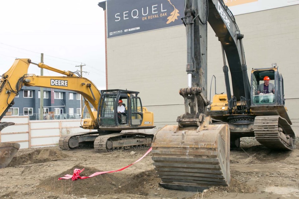 Mayor versus Mayur excavator dig-off race at Sequel development groundbreaking