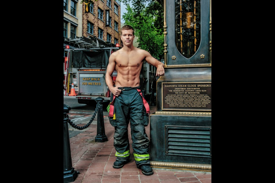 Mr. August: New Westminster firefighter Trevor Tougas Tougas appears in 2014 Hall of Flame calendar, which was officially unveiled on Sept. 7. Now in its 27th year, the calendar raises funds for the B.C. Professional Fire Fighters Association Burn Fund, the CKNW Orphans Fund and the Vancouver Firefighters Charitable Society.