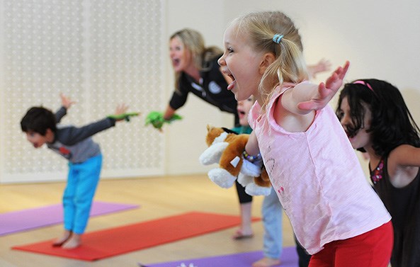 Carolyn Lundie instructs children aged two to five at Yoga Buttons Studio.