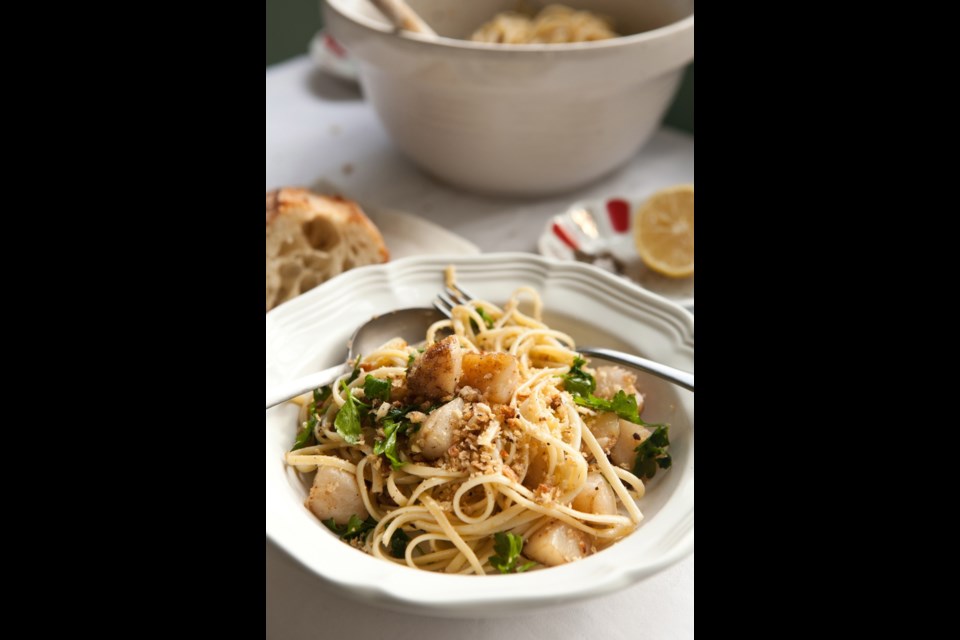 The sauce for Easy Linguine with Scallops and Brown Butter is a comforting, homespun dish that can be made in the time it takes to boil the pasta.