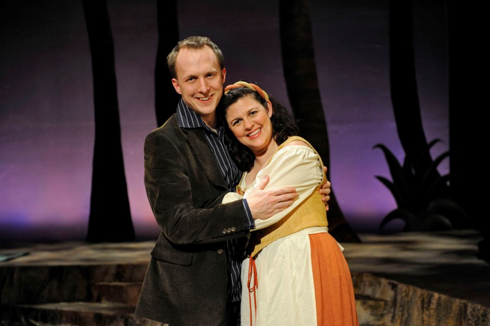 Artistic team: Peter Jorgensen and Katey Wright on the set of Patrick Street Productions' inaugural production, Into the Woods (2008).