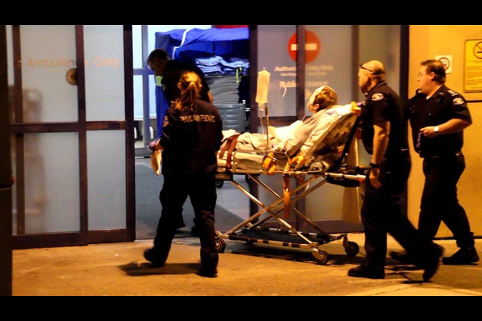 In hospital: A 20-year-old man was taken to hospital Sunday night after he was stabbed twice in the back with a sword.