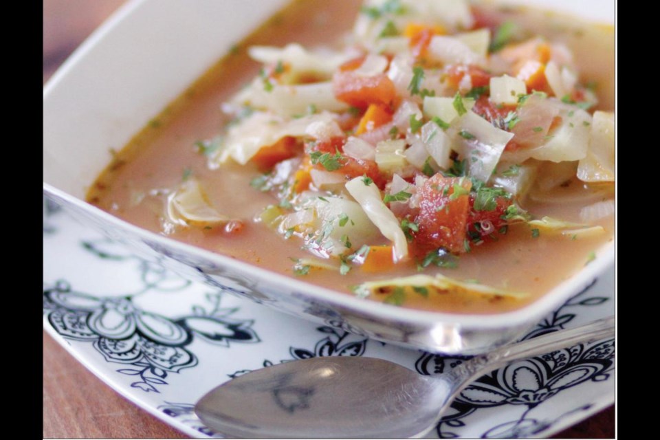 Cabbage Soup with Quinoa is ideal for fall or winter. Serve it with a nice bread for a hearty, healthy meal that's budget-friendly to boot.