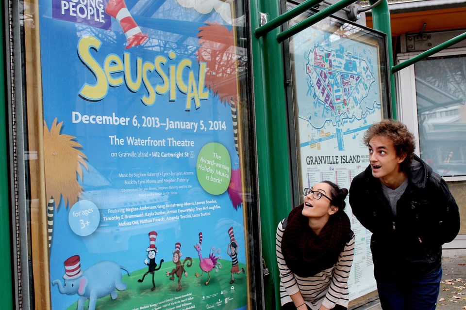 Siblings Amanda and Lucas Testini ham it up outside the Waterfront Theatre on Granville Island, where they're currently in rehearsals for Seussical.