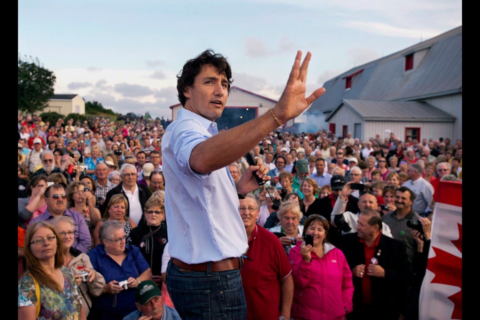 Prime Minister Justin Trudeau speaks at a public town hall in Nanaimo on Feb. 2.