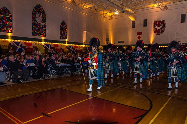 The Delta Police Pipe Band performed at a pair of sold-out Robbie Burns dinners last weekend in Ladner. The events at the Sacred Heart Church hall are believed to be the largest Burns celebration anywhere in the world this year.