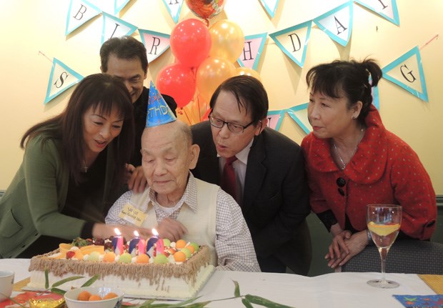 Sek Kwon, known to friends as 'Ye Ye,' celebrated his 100th year with a party at the Richmond Kinsmen Adult Day Centre.