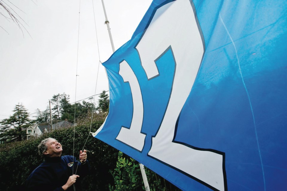 Former Oak Bay mayor Chris Causton is flying the Seahawks 12th Man flag at his house.