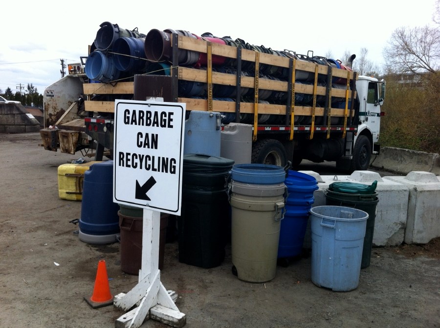 Garbage cans collected at Saanich public works yard