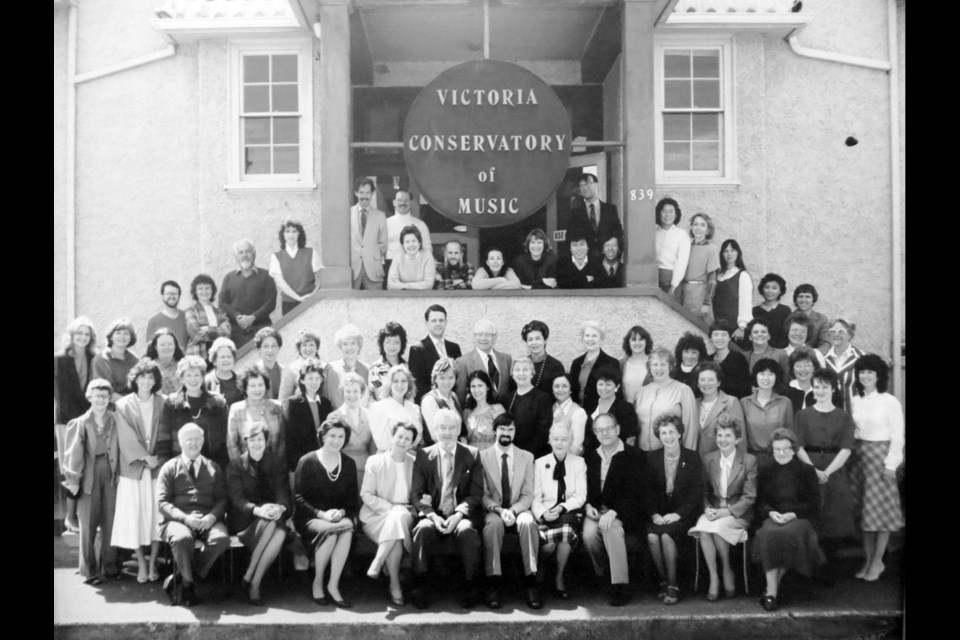 Staff and students of the conservatory at St. Ann&rsquo;s Academy, circa 1985.